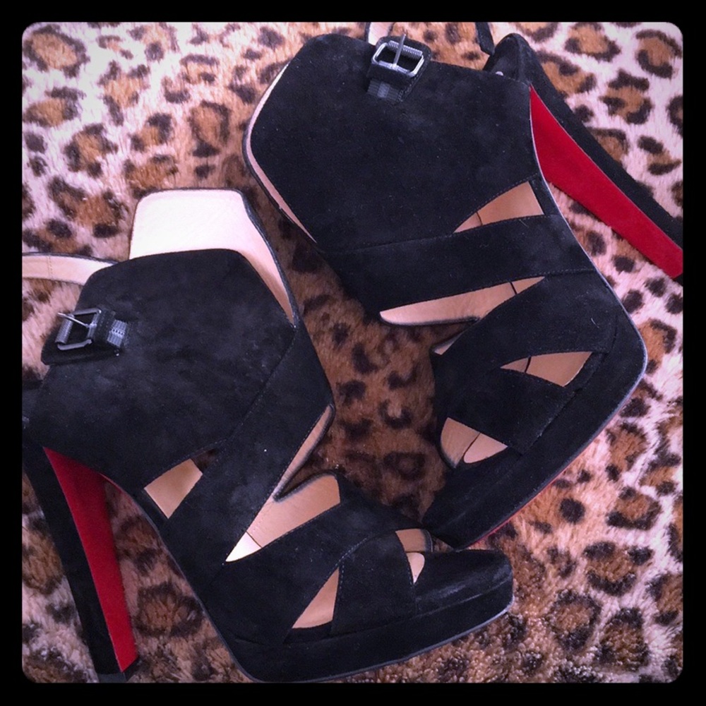 Christian Louboutin Black Suede Platform Pumps
